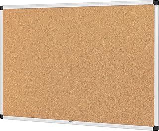 Amazon Basics Aluminum Frame Cork Notice Rectangular Board, 90cm x 60cm, Silver