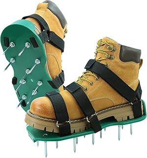 Lawn Aerator Shoes with Dual Straps On Instep Heavy Duty Spiked Aerating Sandals Shoes for Effective Aerating Universal Size Pre-Assembled Lawn Scarifier and Aerator for Lawns Yard Patio Garden Grass