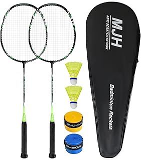 Badminton Racket Set, Including 2 Shuttlecocks, 2 Grip Tapes & 1 Carrying Bag, Lightweight Racquet for Recreational Play