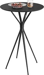 VASAGLE Bar Table, Round Cocktail Table, High Pub Table, 60 x 60 x 105 cm, Metal Frame, Kitchen, Home Bar, Living Room, Modern Style, Ink Black and Matte Black LBT024B01