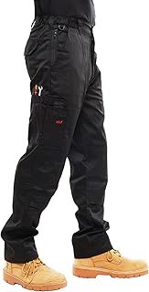 Mens Combat Cargo Work Trousers Size 28 to 56 with Knee Pad Pockets in Black or Navy