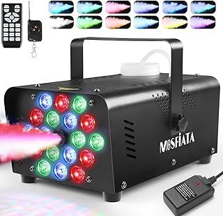 600W Smoke Machine, Fog Machine with 18 RGB LED Lights Effect,2300CFM Fog with 1 Wire Receiver and 2 Wireless Remote Controls,Perfect for Wedding, Halloween, Party and Stage Effect