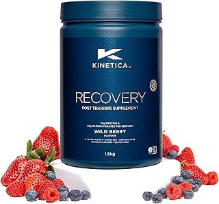 Kinetica Sports Recovery Powder - Wild Berry Flavour | 20 Servings/1.5kg | 2:1 Carbohydrates to Protein Isolate Ratio | Gluten-Free Post Workout Drink | Muscle Repair & Energy Store Replenisher