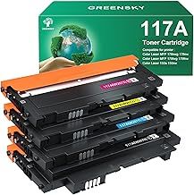 GREENSKY Compatible HP 117A Toner Cartridges Replacement for HP Color Laser Laser MFP 179fnw 178nw 150a 150nw 178nwg 179fwg Printer Ink W2070A W2071A W2072A W2073A (Black Cyan Yellow Magenta, 4-Pack)