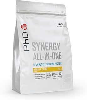 PhD Nutrition Synergy All in one Lean Protein Powder, Lean-Muscle Building Formula, Ideal for Post Workout, Vanilla Creme Flavour, 30 Servings per 2kg Bag