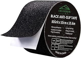 CHUANGSEED Heavy Duty Black Anti Slip Tape 4" x 35Ft (10cm x 10.6m) High Traction For Outdoor/Indoor Safety Non Skid Roll Traction Tread grip Tape
