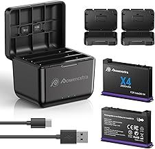 Replacement Insta360 X4 Battery for Insta360 X4 Accessories, Powerextra 2Pcs 2500mAh Replacement Insta360 X4 Batteries with Fast Triple Slot Charger Hub Compatible with Insta360 X4 Camera