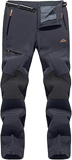 Men's Water Resistant Fleece Lining Winter Trousers Warm Outdoor Workwear Hiking Skiing Pants with Mulit Zip Pockets