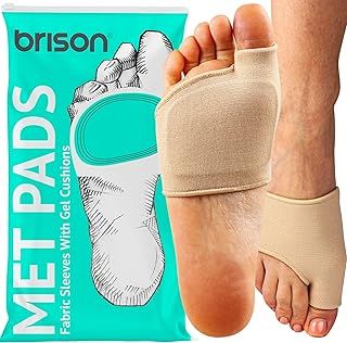 Metatarsal Pads for Women and Men Ball of Foot Cushion - Gel Sleeves Cushions Pad - Fabric Soft Socks for Supports Feet Pain Relief (Beige) Medium
