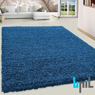 SHAGGY RUGS SOFT PLAIN Thick 5CM TWISTED PILE ANITSKID SMALL MEDIAM LARGE AREA RUGS (NAVY BLUE, 60X110CM)