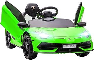 HOMCOM Lamborghini Aventador Licensed Kids' Electric Ride-on with Remote Control, 12V Powered Electric Car for Kids with Butterfly Doors, Auxiliary wheels, Music, Horn, Suspension - Green