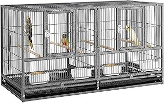 Yaheetech Metal Bird Cage Parrot Cage Divided Flight Cage Breeding Cage Pet Home for Small Birds Budgie Finch Canary Lovebird 45cm Wide