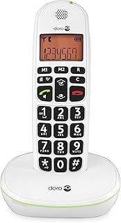 Doro PhoneEasy 100W DECT Cordless Phone with Amplified Sound and Big Buttons, NO Answerphone (Single Set/White) [UK and Irish Version]