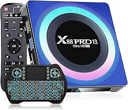 BL Android TV Box 13.0, 2025 Android Box 4GB RAM 64GB ROM, X88 PRO 13 Android 13 TV Box RK3528 Quad-core CPU Support 4K/6K/8K WiFi 6 2.4G/5G WiFi 3D HDR10+ Bluetooth 5.0 USB3.0 with Mini Keyboard