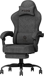 Gaming Chair, Ergonomic Gaming Chair for Adults, Technical Fabric Gaming Chair with Footrest, Computer Chair PC Office Chair with Lumbar Support, Gamer Chair for Teens, Gift, 150 kg, Black