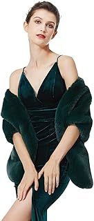 BEAUTELICATE Faux Fur Wrap Shawl Stole Women’s Large Shrug Cape for Winter Wedding Evening Brides Bridesmaids 1920s Fancy Dress Costume