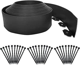 Flexible Garden Edging Border 10m,Garden Borders[Extra Tall 10cm High] Landscape Edging Mini Plastic Fence with 30pcs Stakes,Lawn Edging Kit No Dig for Yard Flowerbeds,Grass-Black