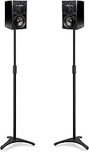 BQKOZFIN 1 Pair Height Adjustable Triangle Speaker Stands - Compatible for Satellite & Small Bookshelf Speakers, 3.6KG Capacity Each