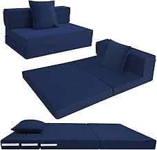 MeMoreCool Folding Mattress Double, High Density Foam Fold Out Sofa Chair Z Bed, Foldable Floor Futon Mattress, Floor Lounger Guest Sofa Bed Folding Couch for Sleeping, Travel, 12cm thick