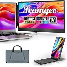 Teamgee Laptop Screen Extender, 14" FHD 1080P IPS Portable Monitor for Laptop, Built-in Stand/Speaker, Dual Screen Monitor for 13"-17" Laptops, Plug & Play Suitable for Mac, Wins, Android, Dex