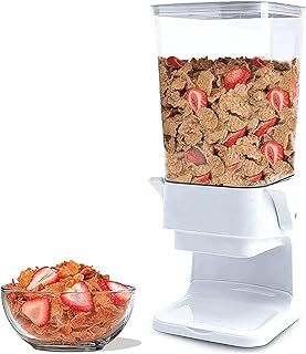 Lekesky Cereal Dispenser, Countertop Dry Food Container Storage Won't Crush Food, Ideal for Storing Cornflakes, Beans, Granola and Pet Food, 5.5L (White)