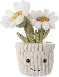 Soft Daisy Plant Plush Toy, Stuffed White Flower Pot, Kawaii Plushie for Kids, 10"