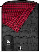 Winter Cotton Flannel Double Sleeping Bag for Adults - 0 degree Queen Size 2 Person Sleeping Bag, Waterproof & Warm for Cold Weather, Ideal for Couples, Family Camping & RV Travel