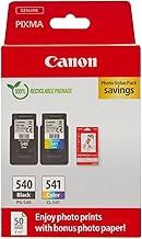 Canon Ink & Paper Multipack - PG-540/CL-541 Genuine Printer Ink Cartridges 2 Pack (1 Black, 1 Colour) & 4x6 Photo Paper (50 x Sheets) For PIXMA TS5150, TS5151, MG3650s, MG4250, TS5100