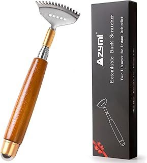 Back Scratcher, Telescopic Back-Scratcher for Women Men with Long Wooden Handle-Massage Roller-Steel Claw, Portable Back Massager for Head Scalp Face Foot Scratching