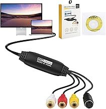 VHS to USB 2.0 Video Grabber, VHS Digitising Device Converter Audio Video Capture Card, Old VHS Mini DV Hi8 DVD VCR to Digital Converter for Mac, Windows 2000, XP, WIN7/8/10/11, Vista