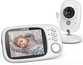 BOIFUN 720P Video Baby Monitor Camera, Night Vision, No WiFi, ECO Mode, 3.2" IPS Screen, Two-way Audio, Rechargeable Battery, Feeding Reminder, Temperature Monitoring, Smart 8 Lullabies, Pet, Child