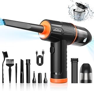 2-in-1 Computer Vacuum Cleaner，Compressed Air Duster Blower，100000 RPM & 10 Kpa Cordless Car Hoover, Portable Handheld Keyboard Cleaner Kit for PC Computer Desk Dust Cleaning