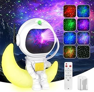 Cadrim Astronaut Projector Sky Star, LED Projector Astronaut Galaxy with Nettle, Star, Remote Control, Timer and 360° Rotation, Gift for Christmas Party Children Adult-Moon Crescent