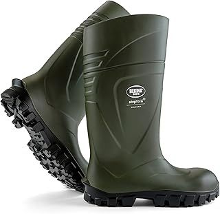 Robust Safety Boots for Men and Women with Steel Toecap and Steel Sole, Non-Slip, Wide fit, Boots Agriculture, Waterproof, Resistant to mud or detergents, up to - 30 Degrees, Green, UK 10 Mens Size