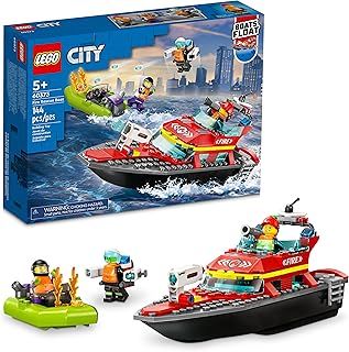LEGO City Fire Rescue Boat 60373, Toy Floats on Water, with Jetpack, Dinghy and 3 Minifigures, Everyday Hero Toys for Kids, Boys and Girls Ages 5+