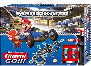 Carrera GO 20062492UK Mario Kart Mach 8 - GO Slot Racing Track With UK Plug, For Children From 6 Years And Adults,1:43 Scale, 5.3 Metres, With Mario Kart Mach 8 - Mario & Mach 8 - Luigi