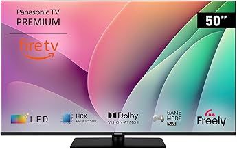 Panasonic TV-50W80AEY W80 Series 50 inch 4K Ultra HD LED Smart TV, 2024, Fire TV, Freely, Dolby Vision & Atmos, Alexa Voice Control, Airplay, Black