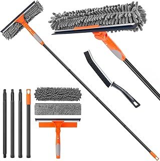 Window Cleaner Tool for Home,Window Cleaning Equipment,Long Handle 151 cm Squeegee Kit for Glass, Car Windshield, Mirror, Shower Door Cleaning,2 in 1 Outdoor Window Washer