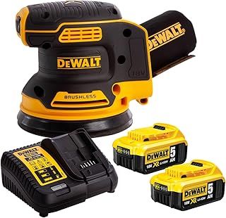 Dewalt DCW210N 18V Brushless 125mm Random Orbital Sander with 2 x 5.0Ah DCB184 Batteries & Charger
