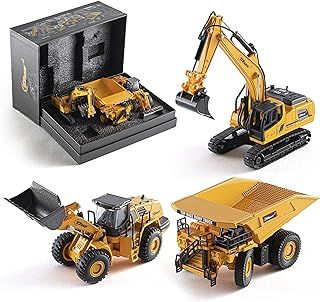 Top Race Diecast Construction Excavator, Dump Truck, and Front Loader Model Toy Set of 3 1:60 - Realistic Construction Models with Gift Box for Kids, Adults, Collectors, and Ornaments