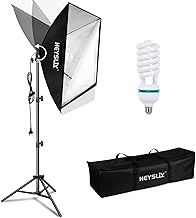 Heysliy Softbox Lighting Kit, Photography with 150W 5500K Daylight Bulb & E27 Socket, Studio Light for Fashion Portrait, Product Photography, Video Shooting, Live Stream, 2 x 20'' x 28''