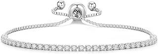 Philip Jones Silver Plated 2mm Adjustable Tennis Bracelet Created with Zircondia® Crystals