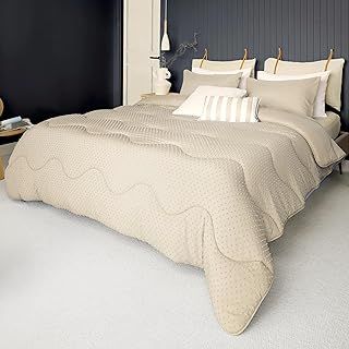 Night Lark - Coverless Duvet Only -10.5 Tog - Single - Tufted Dots Collection - Luxury Bedding - Hypoallergenic - Machine Washable - Warm Sand