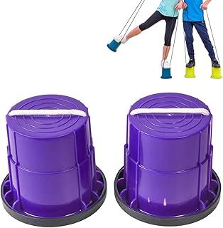 Deeabo Kids Bucket Toys on Stilts Walking Cups Agility Stilts Outdoor Games Trainers Toys Sensory Training Stilts Equipment Cylindrical Stilts Non-slip Equipment