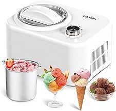 EUHOMY Ice Cream Maker Machine with Compressor, 3 Modes Gelato Sorbet Frozen Yoghurt Machine, Easy to Operate, Easy to Clean, Detachable Mixing Paddle, Bowl, Clear Lid, 100W, White