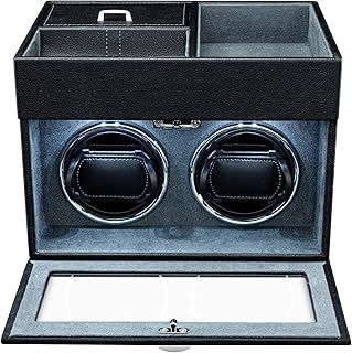 Automatic Double Watch Winder with Storage Box, Watch Winders for 2 Watches,Automatic Watch Winder Box with Quiet Motor(Gray)