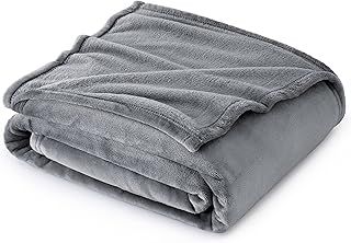 Bedsure Fleece Throw Blanket for Sofa - Soft Cosy Fluffy Blankets for Bed, Warm Single Throws for Audlts, Silver Grey, 130x150 cm