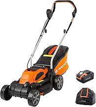 Yard Force 40V 32cm Cordless Lawnmower with Lithium-ion Battery and Quick Charger LM G32, Black/Orange