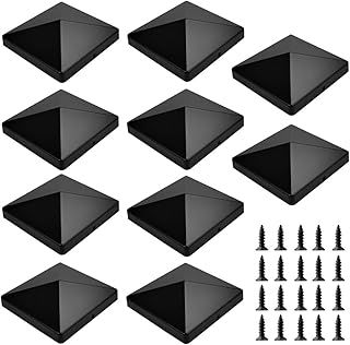 10 PCS Fence Post Cap Black Deck Post Caps Neat Toppers for Fence Posts, Plastic Fence Post Top Cap with 20 M35*10mm Screws Fits 4x4" Square Post - Rot Protection, Durable Outdoor Post Covers