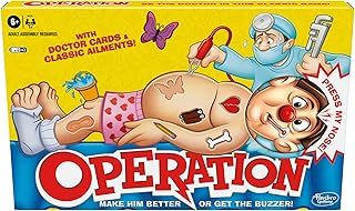 Operation Electronic Board Game with Doctor Cards and Funny Ailments, 1+ Player, Funny Kids' Games, for Boys & Girls aged 6 Plus